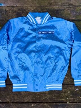Blue Satin Bomber Jacket -